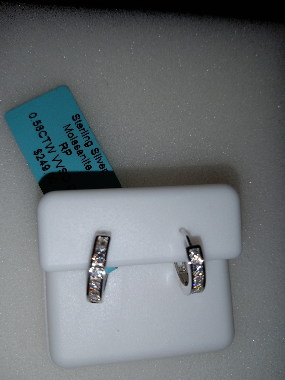 Sterling Silver Moissanite Hoop Earrings in Silver